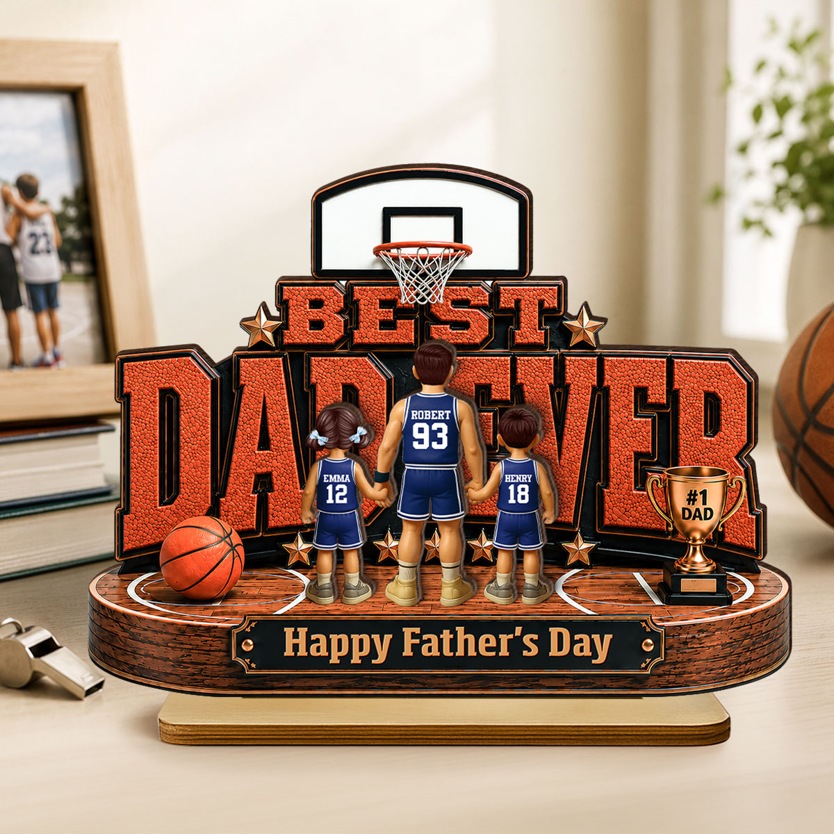 Best Basketball Dad Ever Our MVP - Personalized 2-Layered Wooden Plaque -  Gift For Dad, Husband
