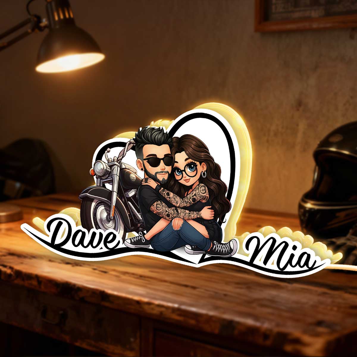 Eternal Love Biker Couple Riding Partners For Life - Personalized Light Box - Gift For Couple, Bikers, Gift For Him, For Her