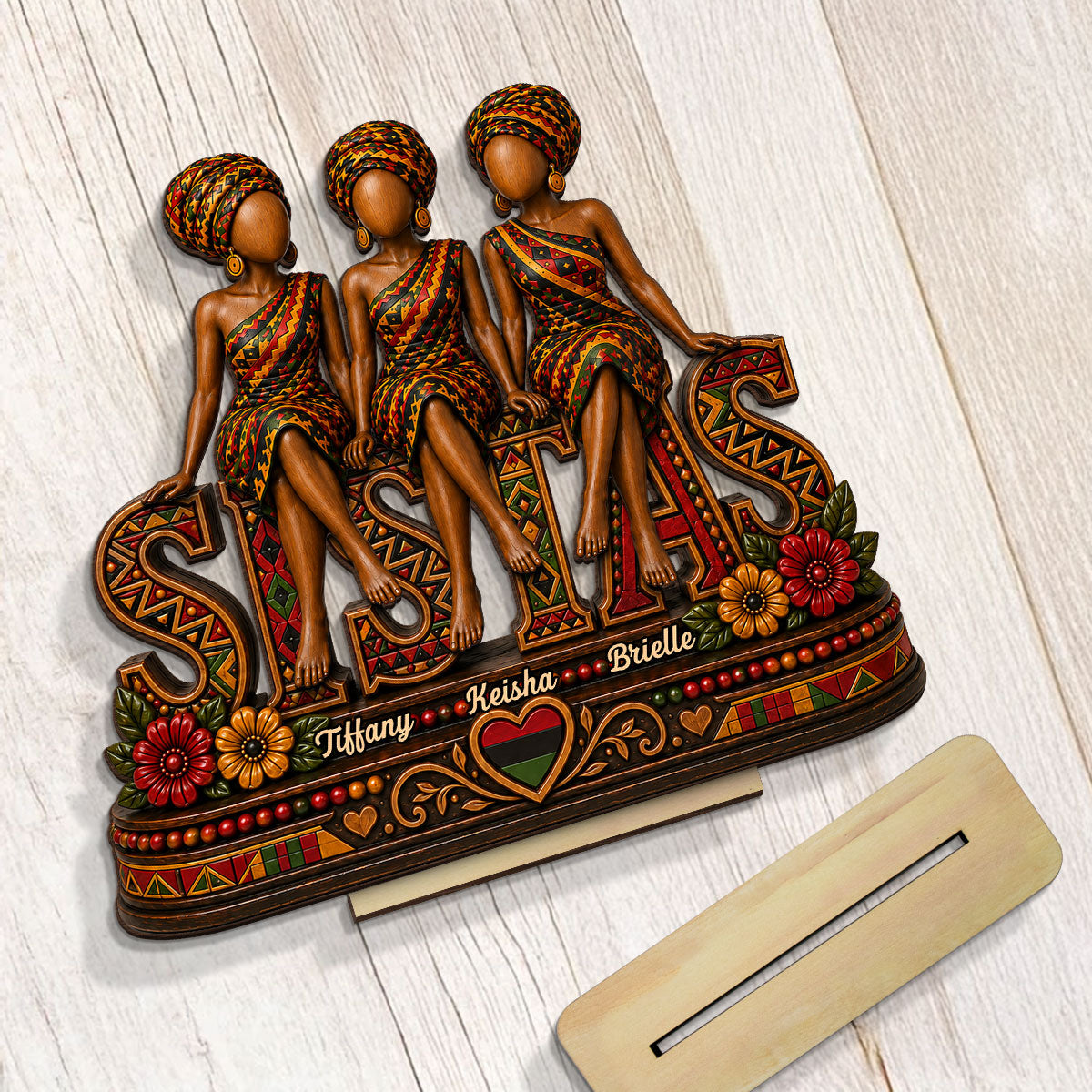 Strong Beautiful Sistas - Personalized 2-Layered Wooden Plaque - Birthday Gift, Gift For Best Friends