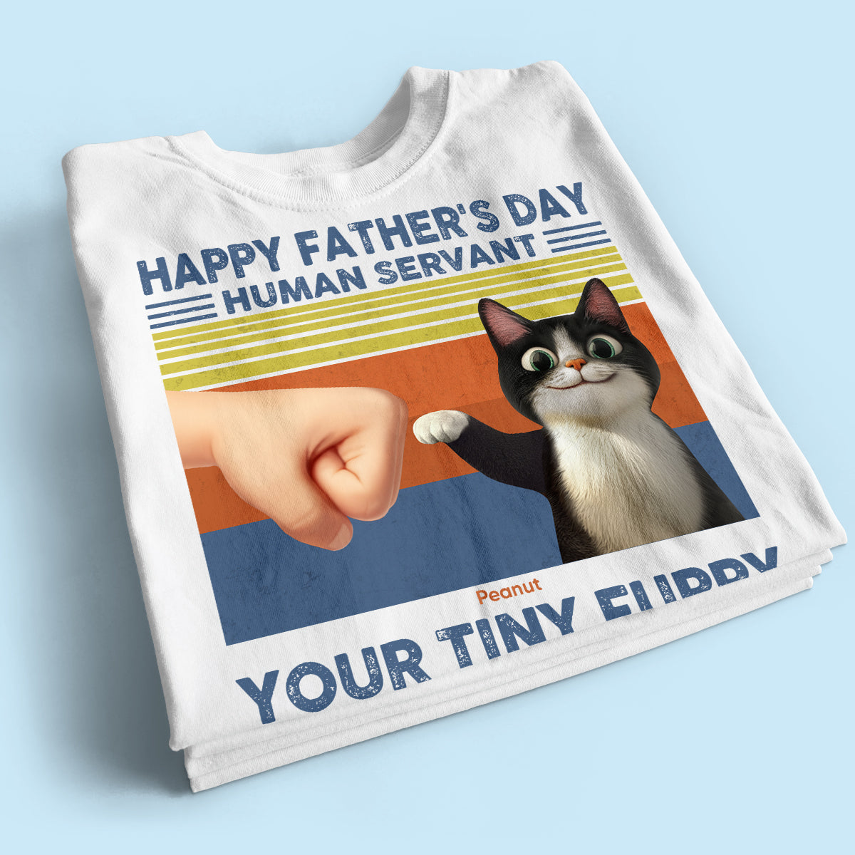Happy Father's Day Human Servant Cat Dad, Funny Cute Cartoon Cats Personalized Shirt