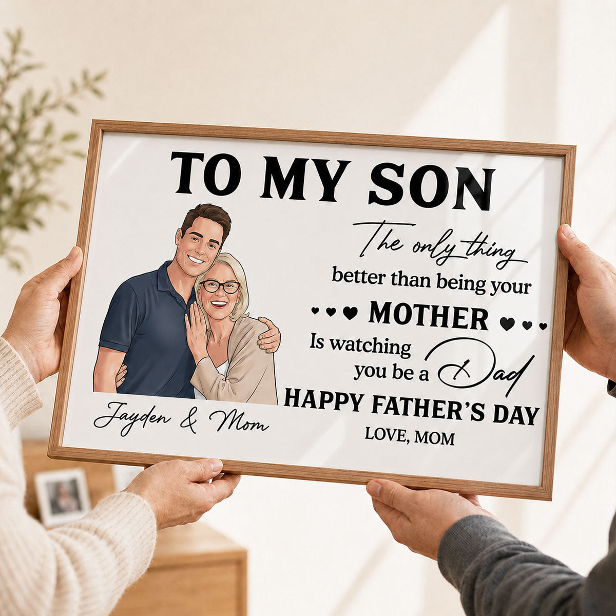 Portrait Color Drawing Style To My Son From Mom - Personalized Poster - Father's Day Gift For Son