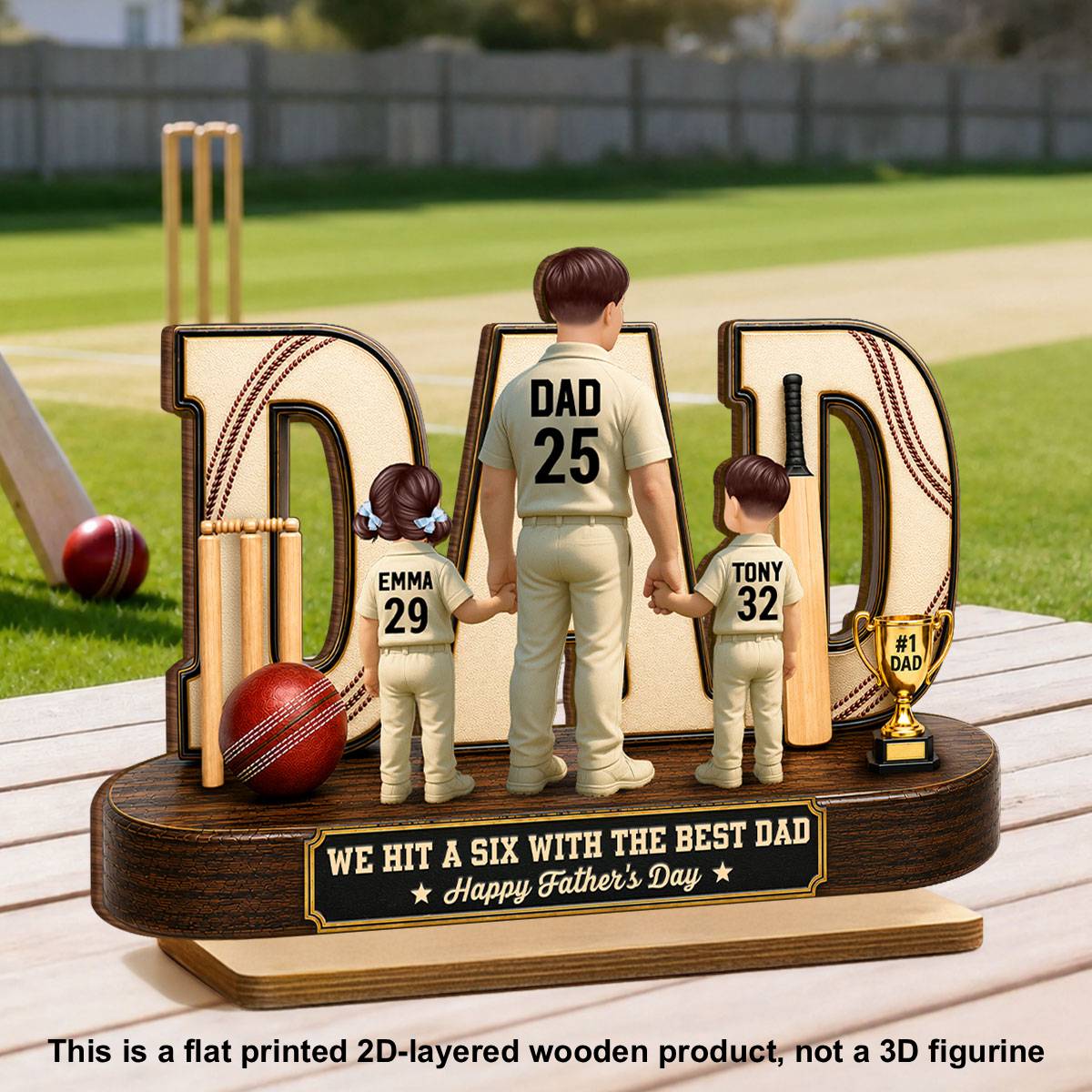 Cricket Dad Legend Hit A Six With The Best Dad - Personalized 2-Layered Wooden Plaque -  Gift For Dad, Husband, Cricket Lovers