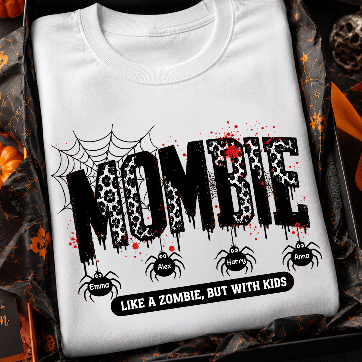 Mombie Like a Zombie But with Kids - Personalized Shirt - Spooky Funny Halloween Shirt for Mom, Wife
