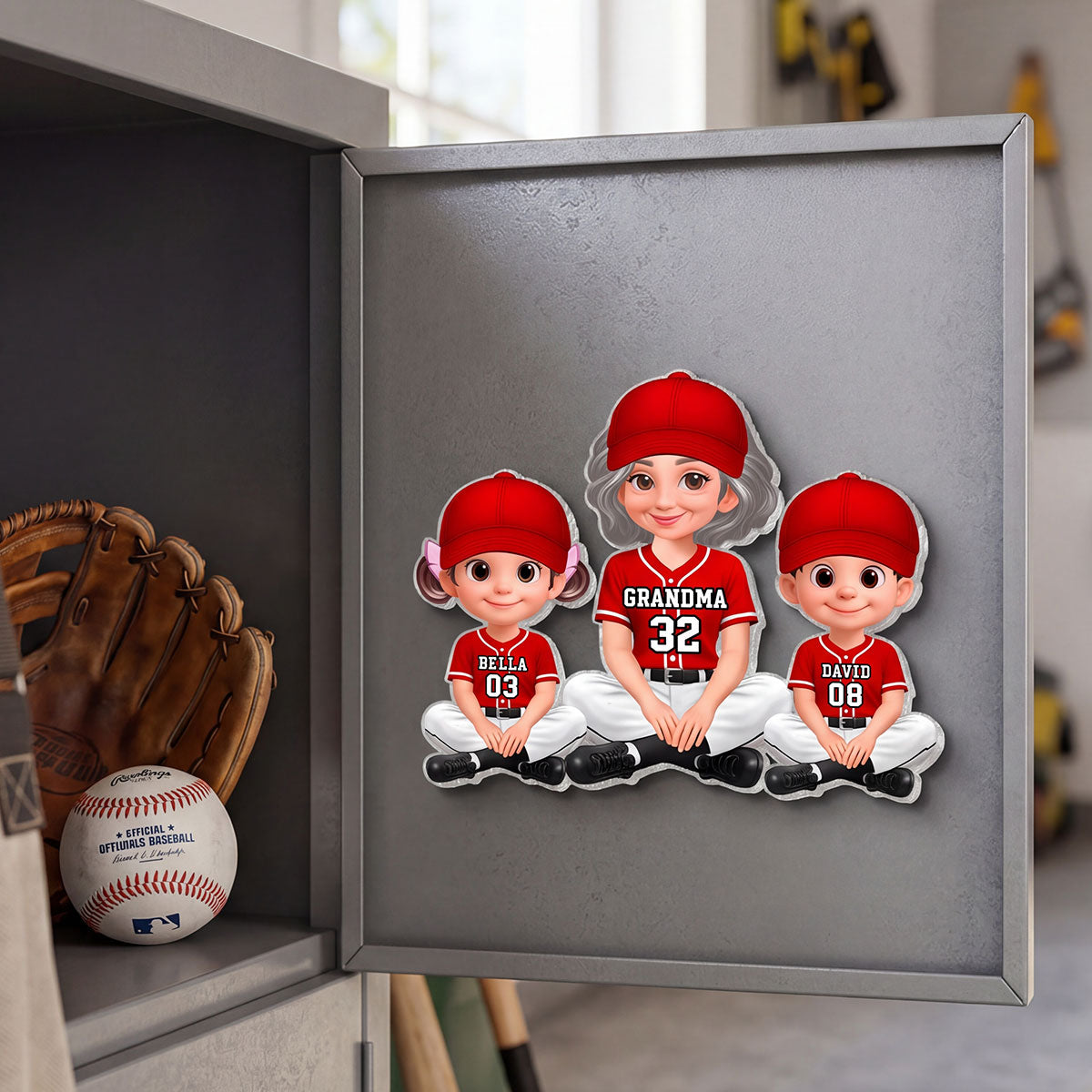 My Favorite Baseball Players Call Me Grandma - Personalized Acrylic Fridge Magnet - Mother's Day Gift For Grandma, Mom