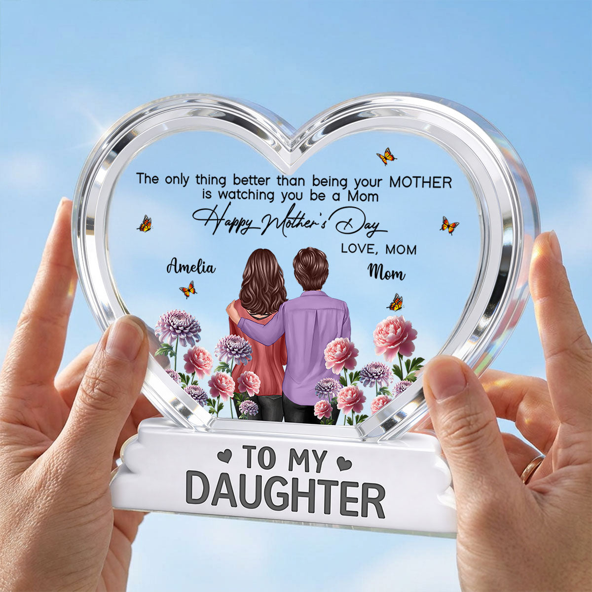To My Daughter From Mom Happy Mother's Day Birth Flower 2D Flat - Personalized Acrylic Block Plaque