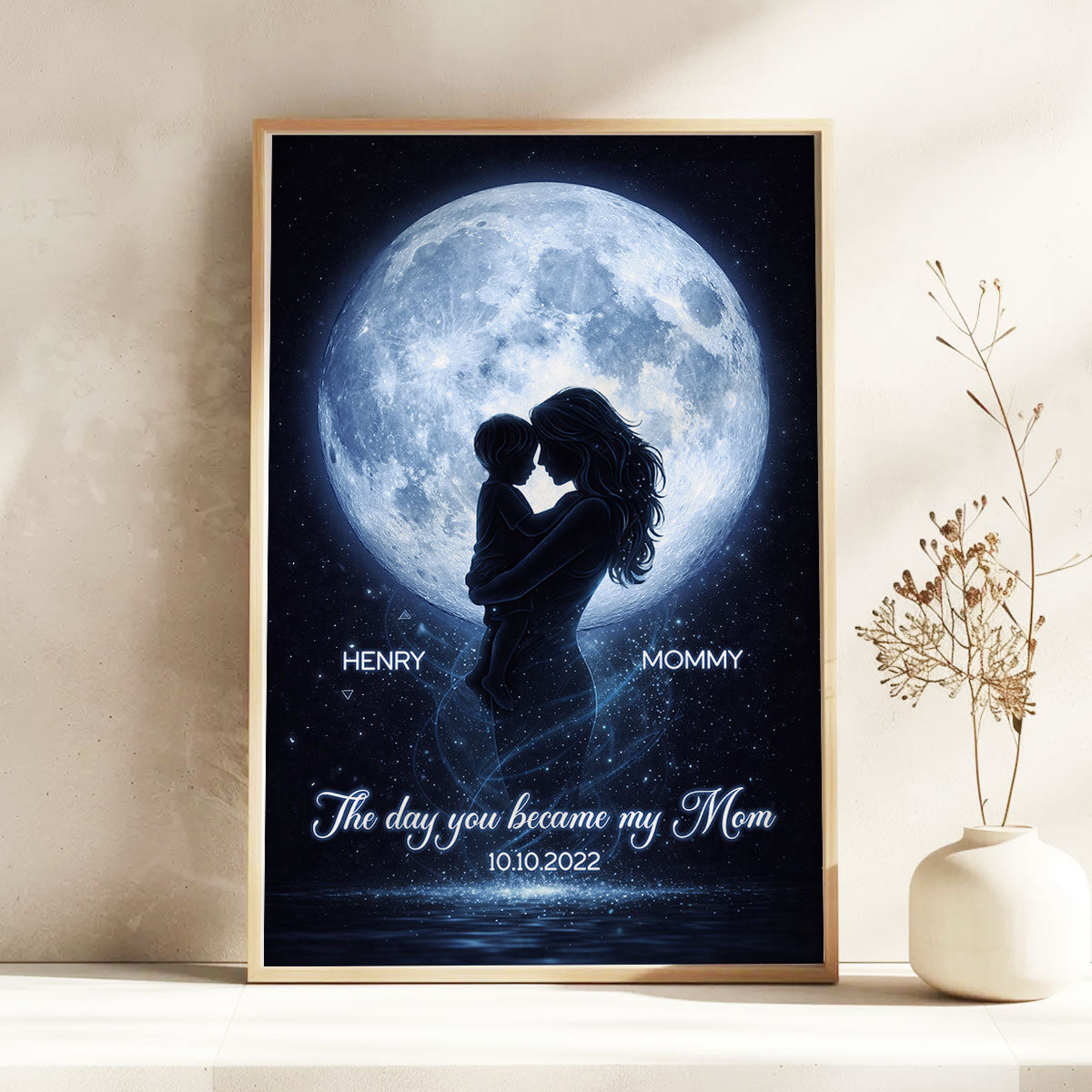 The Day You Became My Mom Moon Phase - Personalized Poster - Heartfelt Gift For Mom