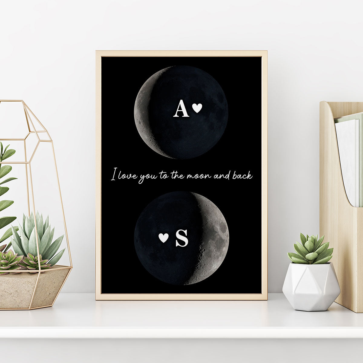Custom Couple Birth Date Moon Phase - Personalized Poster - Valentine's Day Gift For Couple, For Her, For Him