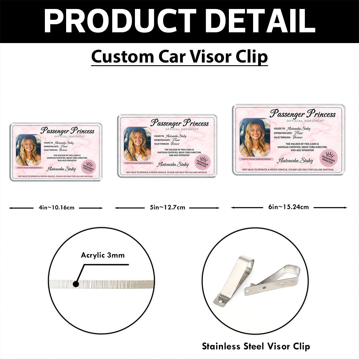 Passenger Princess Custom Photo - Personalized Car Visor - Car Accessories Owner Gift for Couple, Boyfriend, Girlfriend, Husband, Wife