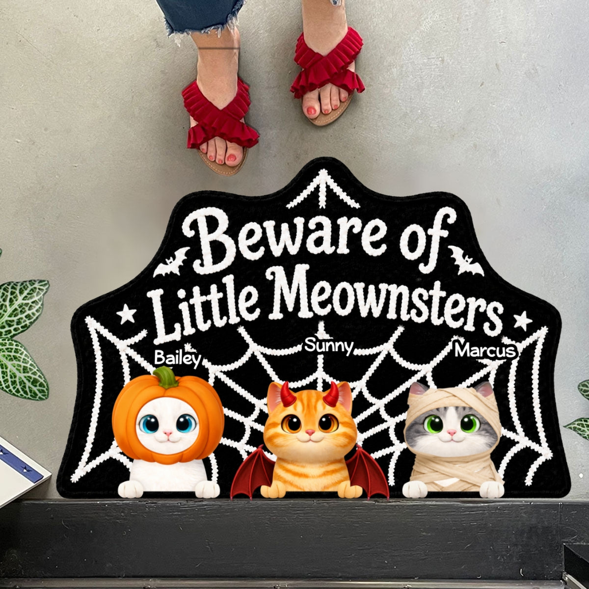 Creepy Cute Cat - Personalized Doormat - Halloween Gift Fot Cat Lovers