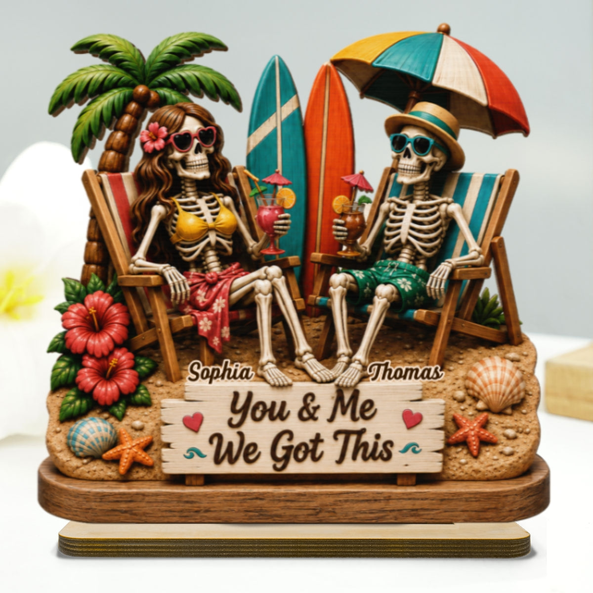 Perfect Summerween Couple Decoration - Personalized Wooden Plaque - Gift For Couple, Him, Her