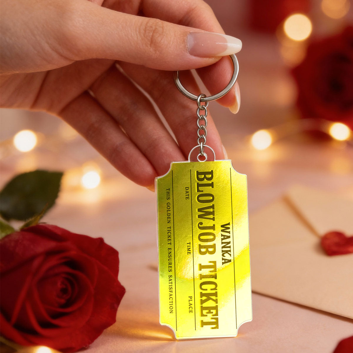 Golden Ticket Funny Valentine's Day Gift for him - Personalized Acrylic Keychain