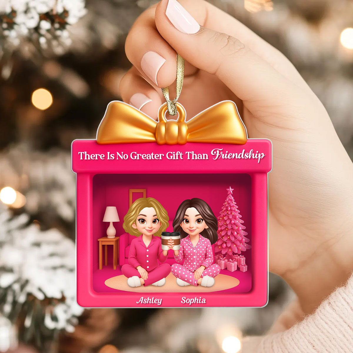 There Is No Greater Gift Than Friendship - Personalized Acrylic Ornament - Perfect Christmas Gift for Best Friends