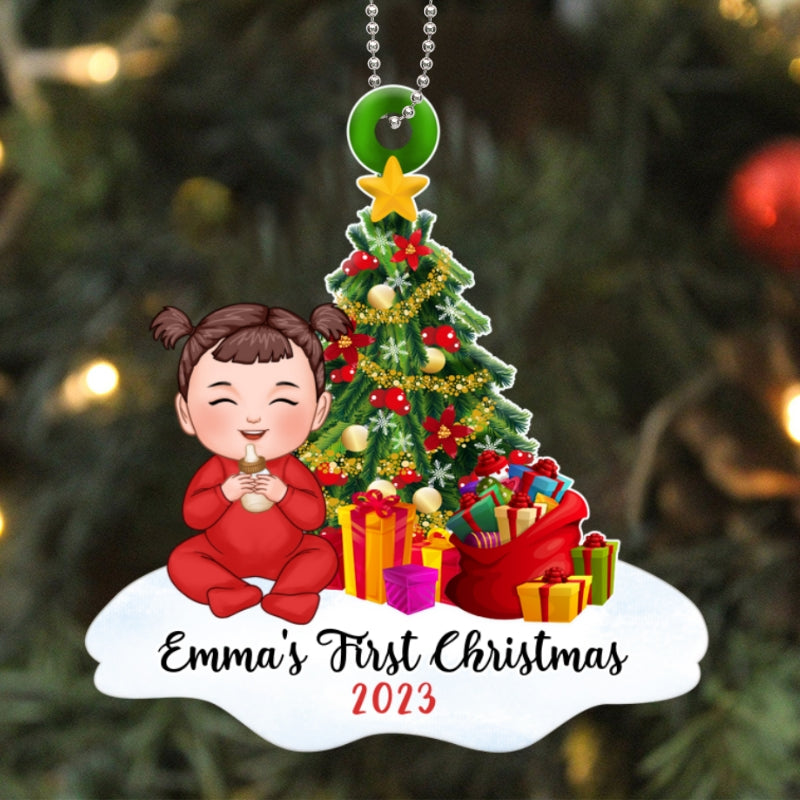 Christmas Tree Cute Baby First Christmas Personalized Acrylic Ornament