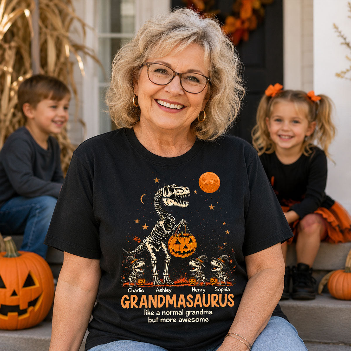 Spooky Grandmasaurus - Personalized Shirt - Halloween Gift for Grandma, Mom