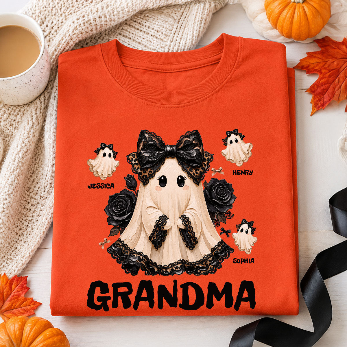 Trendy Boo Grandma Halloween - Personalized Shirt - Gift For Grandma, Nana