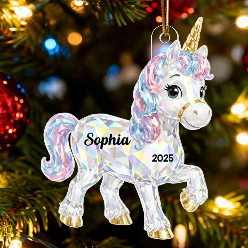 3D Effect Unicorn Pattern Crystal - Personalized Acrylic Ornament