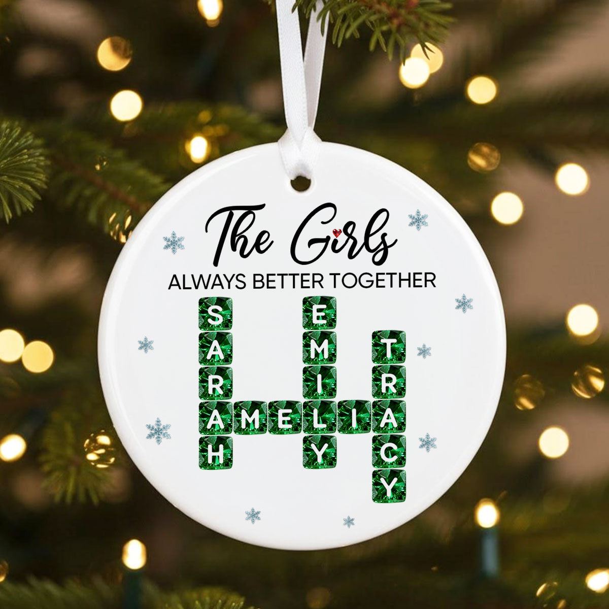 The Girl Always Better Together 3D Crystal Effect Crossword - Personalized Ceramic Ornament - Christmas Gift for Best Friends, Sisters