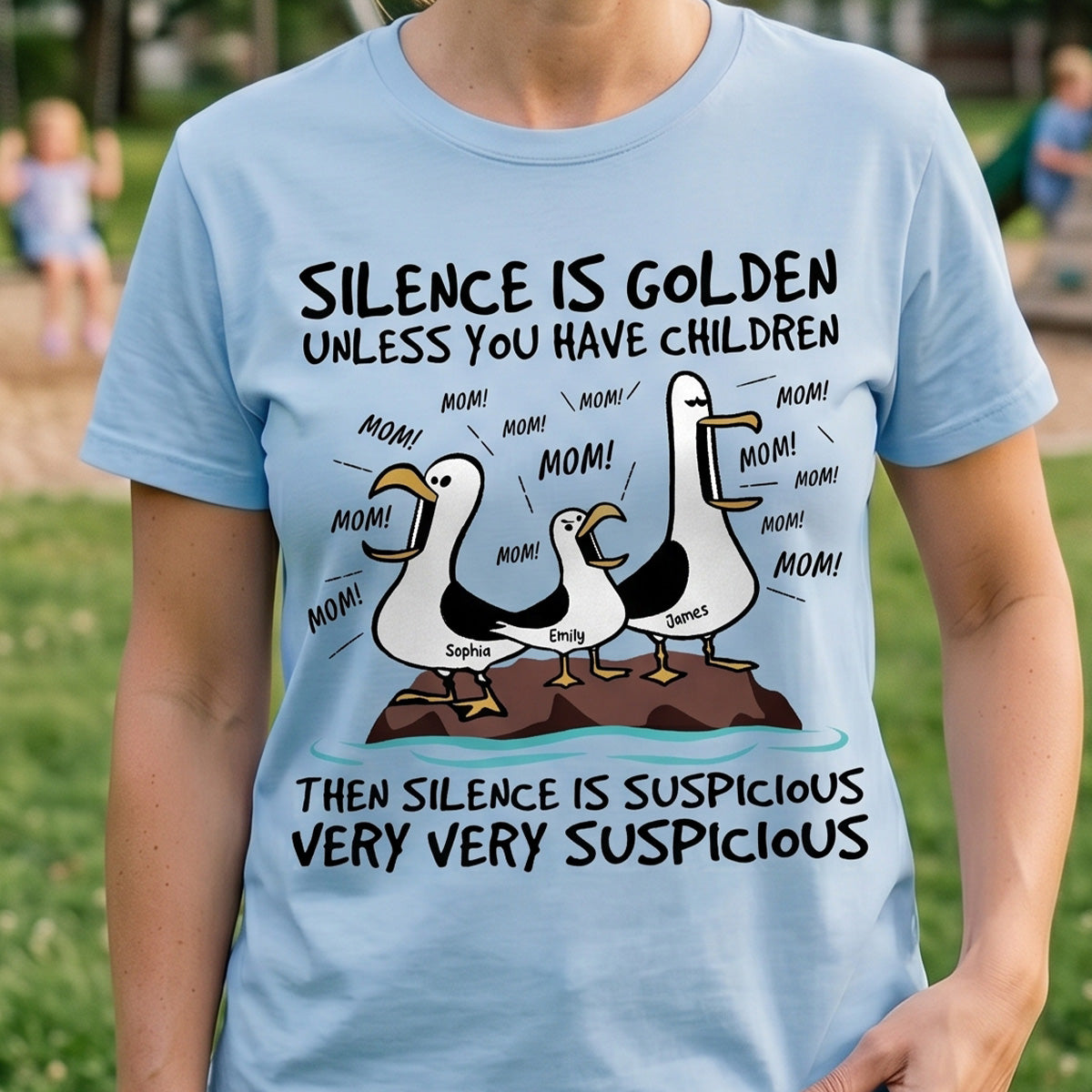 Silence Is Golden Unless You Have Kids Seagull Mom Mom Mom - Personalized Shirt - Funny Mother's Day Gift For Mom