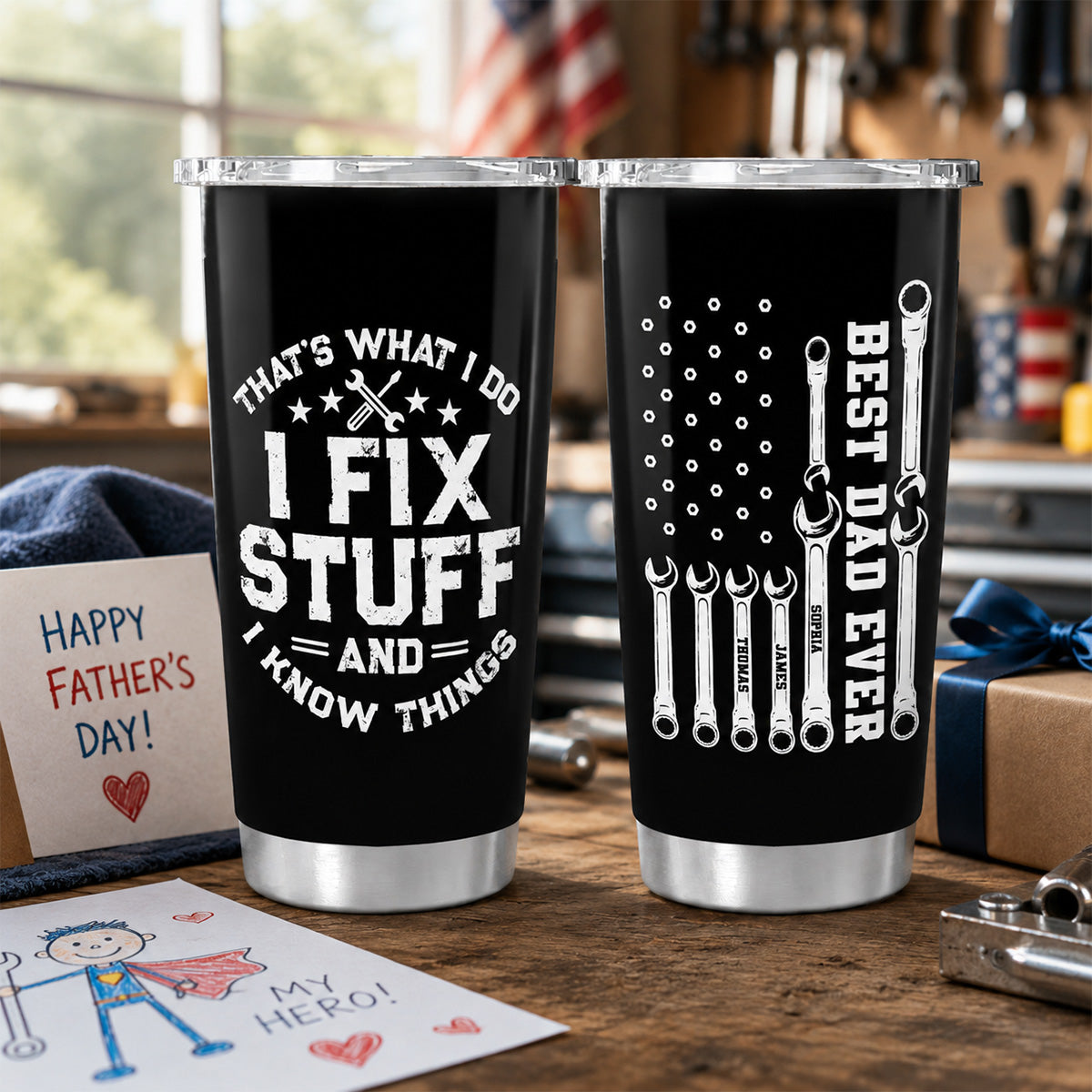 That's What I Do Mechanic Dad - Personalized Tumbler - Father's Day Gift For Dad, Grandpa