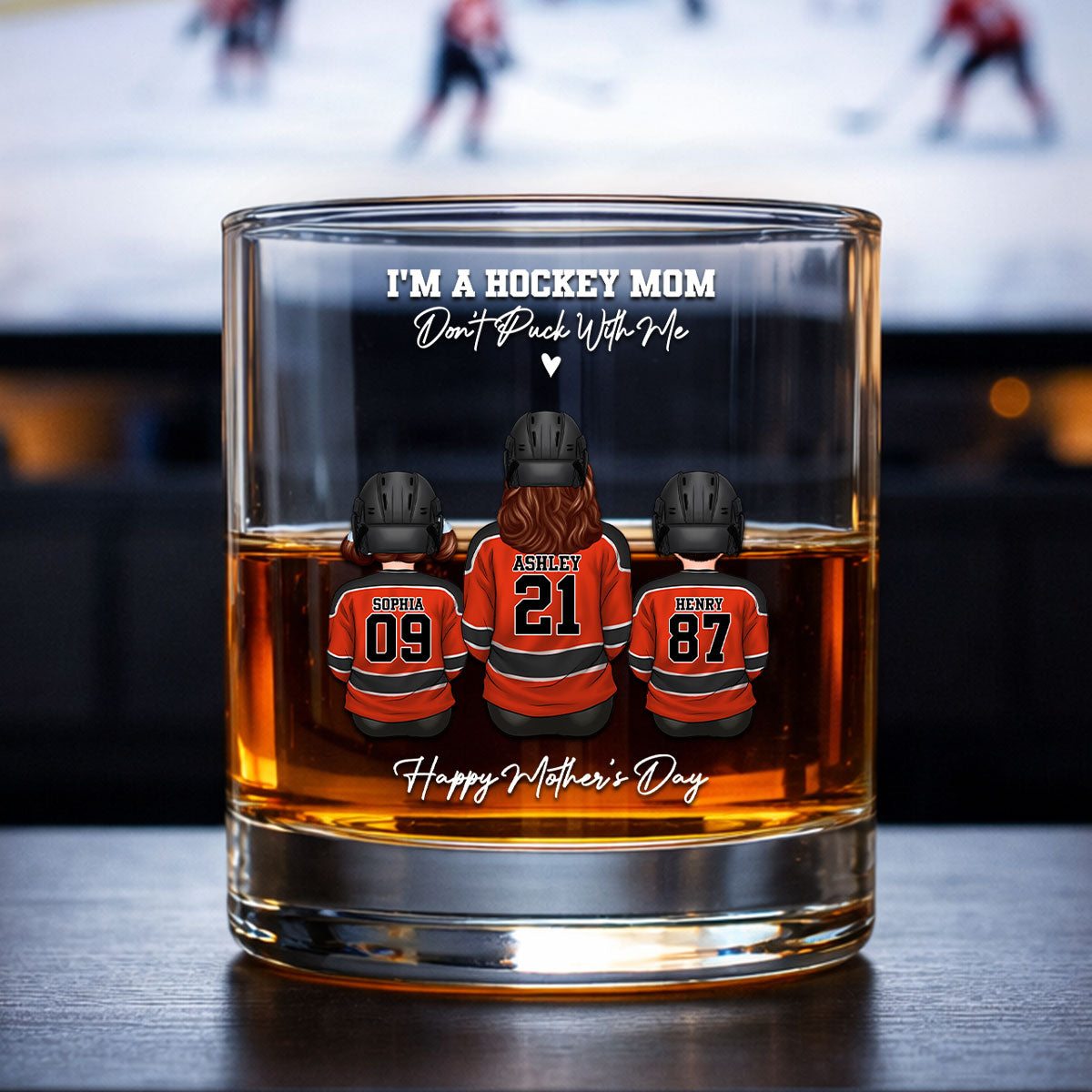 I'm A Hockey Mom Don't Puck With Me - Personalized Wine Glass - Gift For Hockey Mom, Gift For Wife