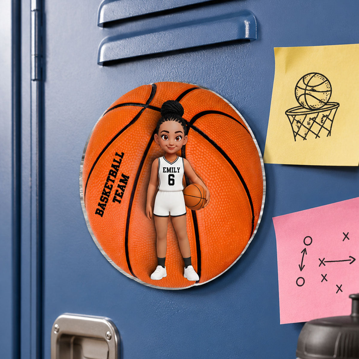 Basketball Boy & Girl - Personalized Acrylic Locker Magnet - Back To School Gift For Daughters, Sons, Grandkids, Teenagers, Teen Girl, Teen Boy
