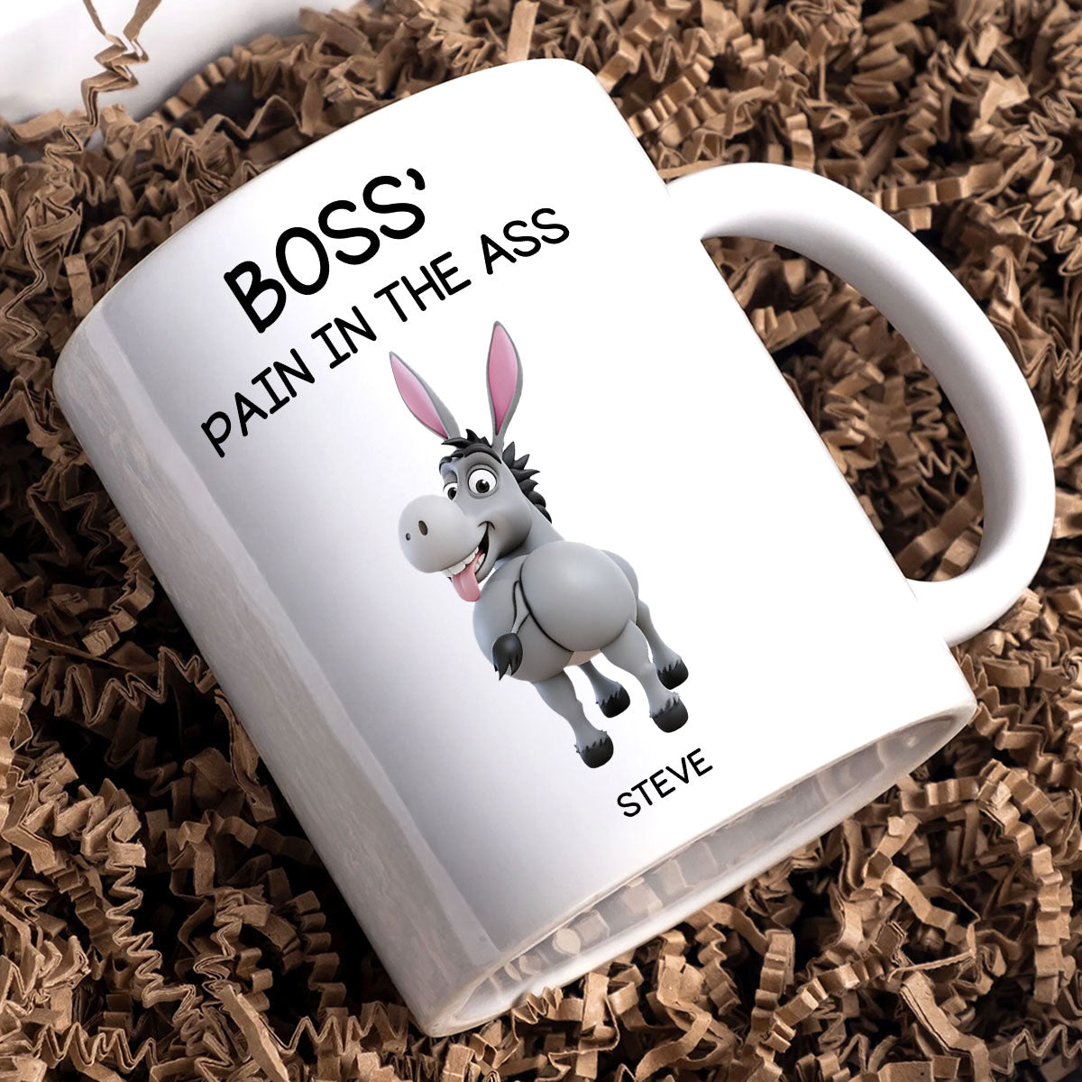 Funny Boss Christmas Pain in the Asses - Personalized Mug - Custom Employee Gift Exchange, White Elephant Gift