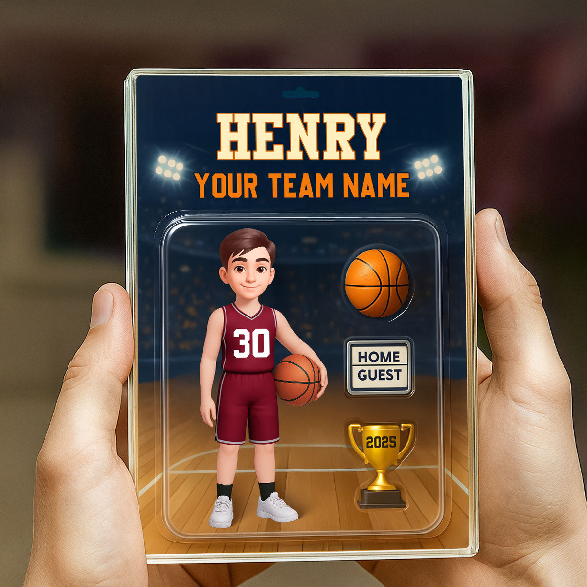 Basketball Player Custom Figure 3D Effect - Personalized Acrylic Block Plaque - Christmas Gift for Son, Daughter, Grandkids
