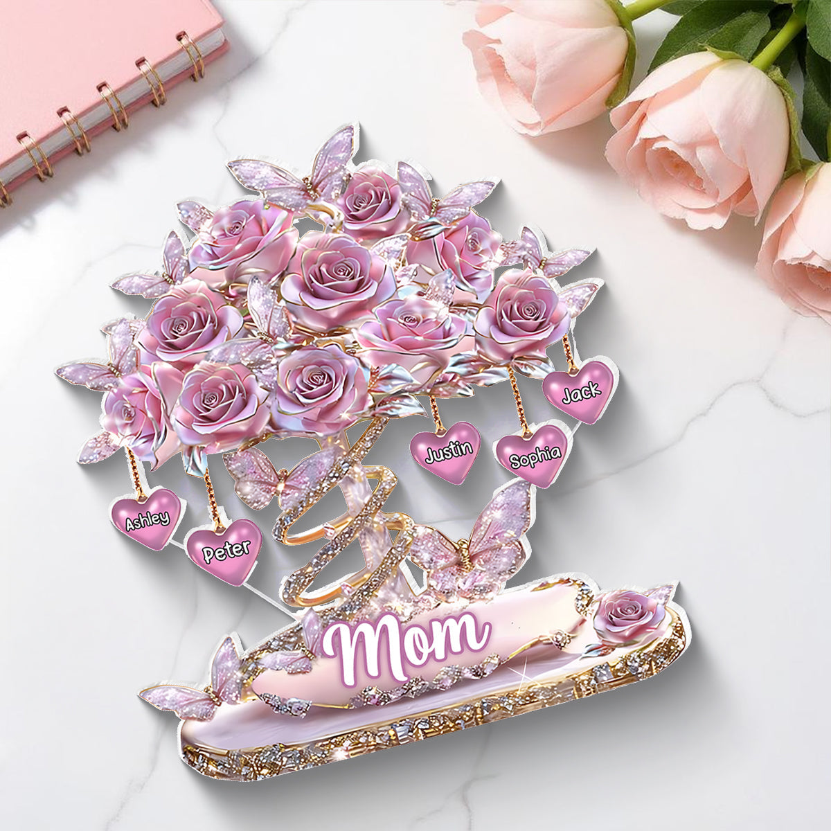 Best Mom Ever Heart Tree - Personalized Acrylic Block Plaque - Heartfelt Gift For Mom, Grandma
