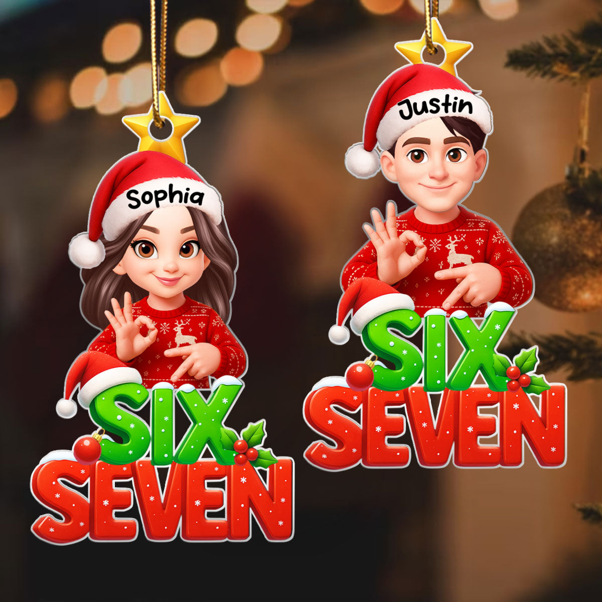 Funny Custom Six Seven 67 - Personalized Acrylic Ornament - Teen Slang Funny Tree Decor, Funny Teen Grandkid Gift