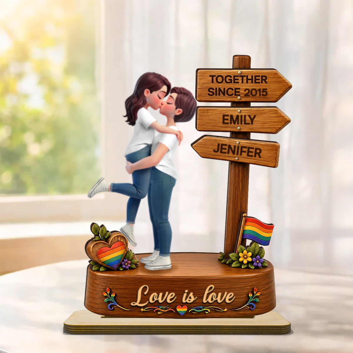 Endless Love LGBT+ Couple - Personalized 2-Layered Wooden Plaque - Gift For Couple, Happy Pride Month