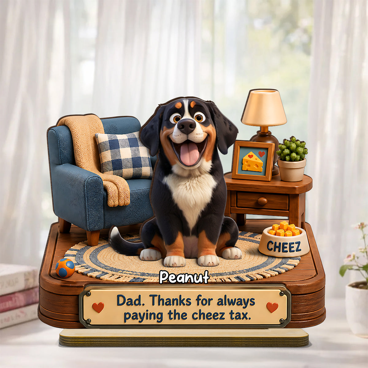 Cheese Tax Dog Dad - Personalized 2-Layered Wooden Plaque -  Gift for Dog Dad