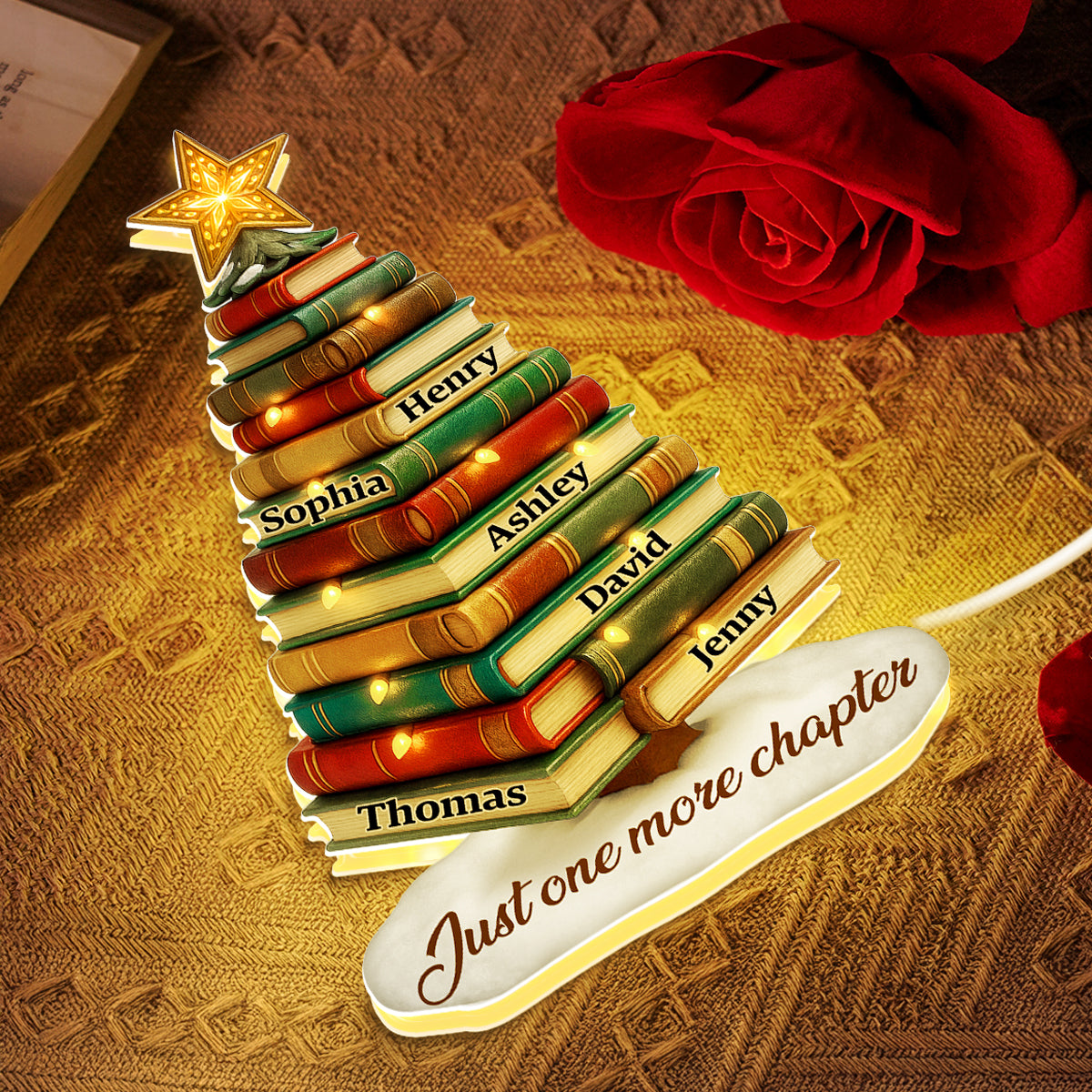Book Lovers Christmas Tree - Personalized Light Box - Christmas Gift For Book Lovers