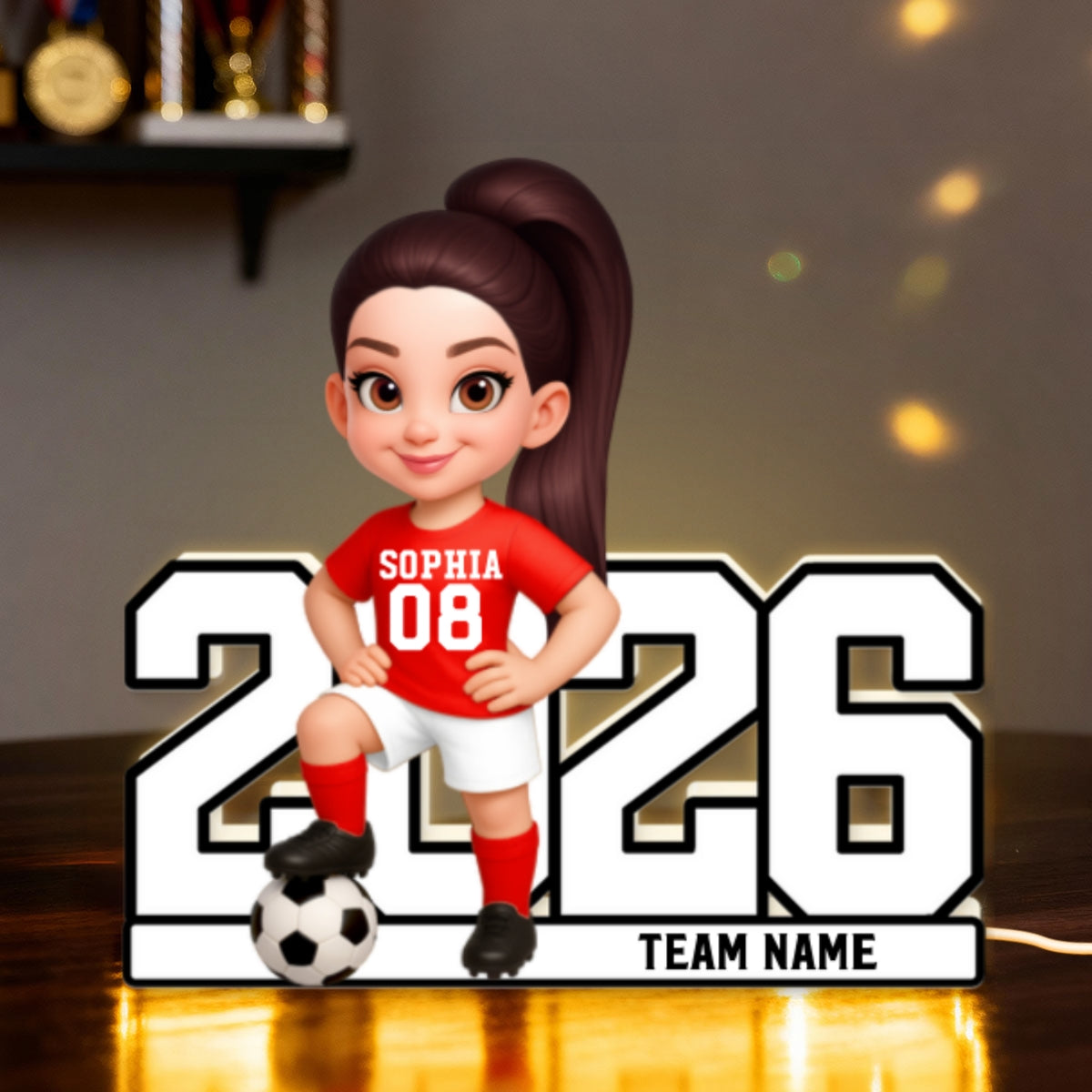 Christmas Soccer Player - Personalized Light Box - Gift For Soccer Lovers, Soccer Team