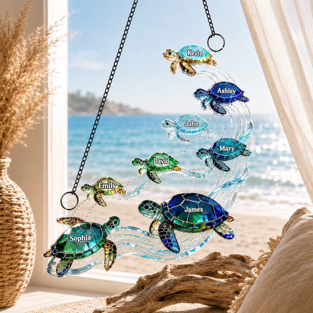 Sea Turtle Family - Personalized Suncatcher - Summer Decoration