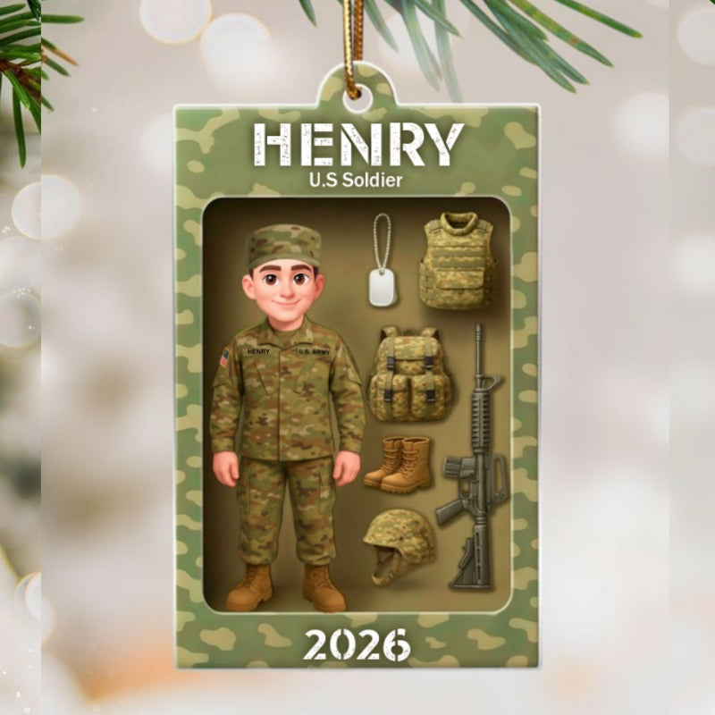 Military Action Figure - Personalized Acrylic Ornament - Special Gift For The Military
