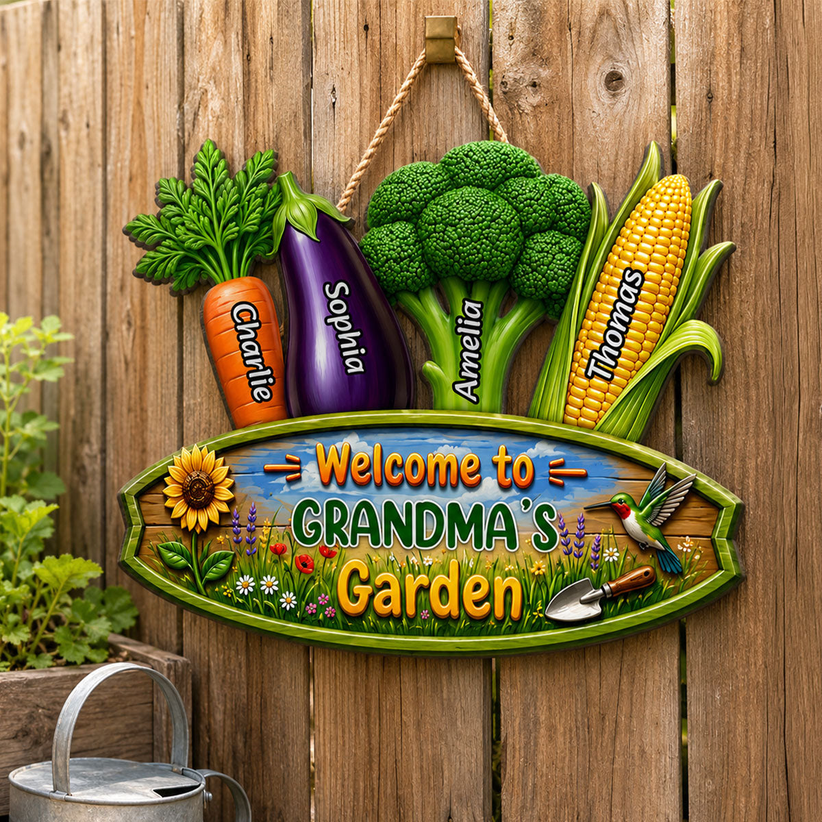 Welcome To Grandma's Garden - Personalized Wood Sign - Gift For Grandma, Garden Decorations