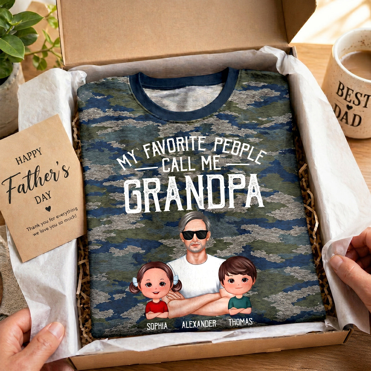 My Favorite People Call Me Grandpa Camo Pattern - Personalized Shirt - Father's Day Gift For Husband, Dad, Grandpa