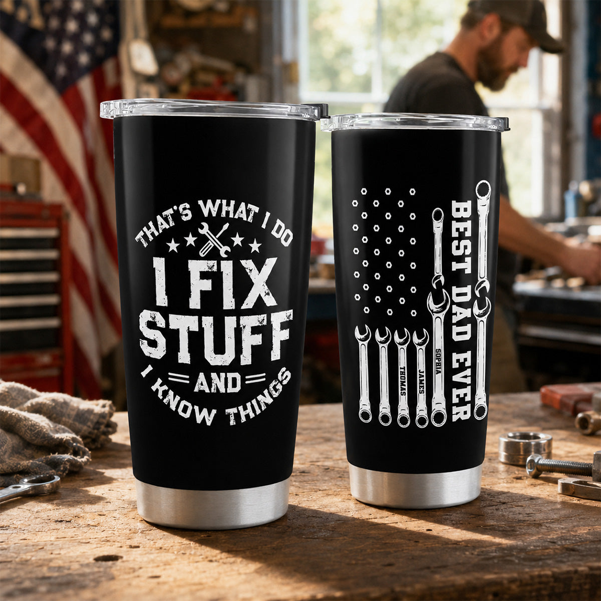 That's What I Do Mechanic Dad - Personalized Tumbler - Father's Day Gift For Dad, Grandpa