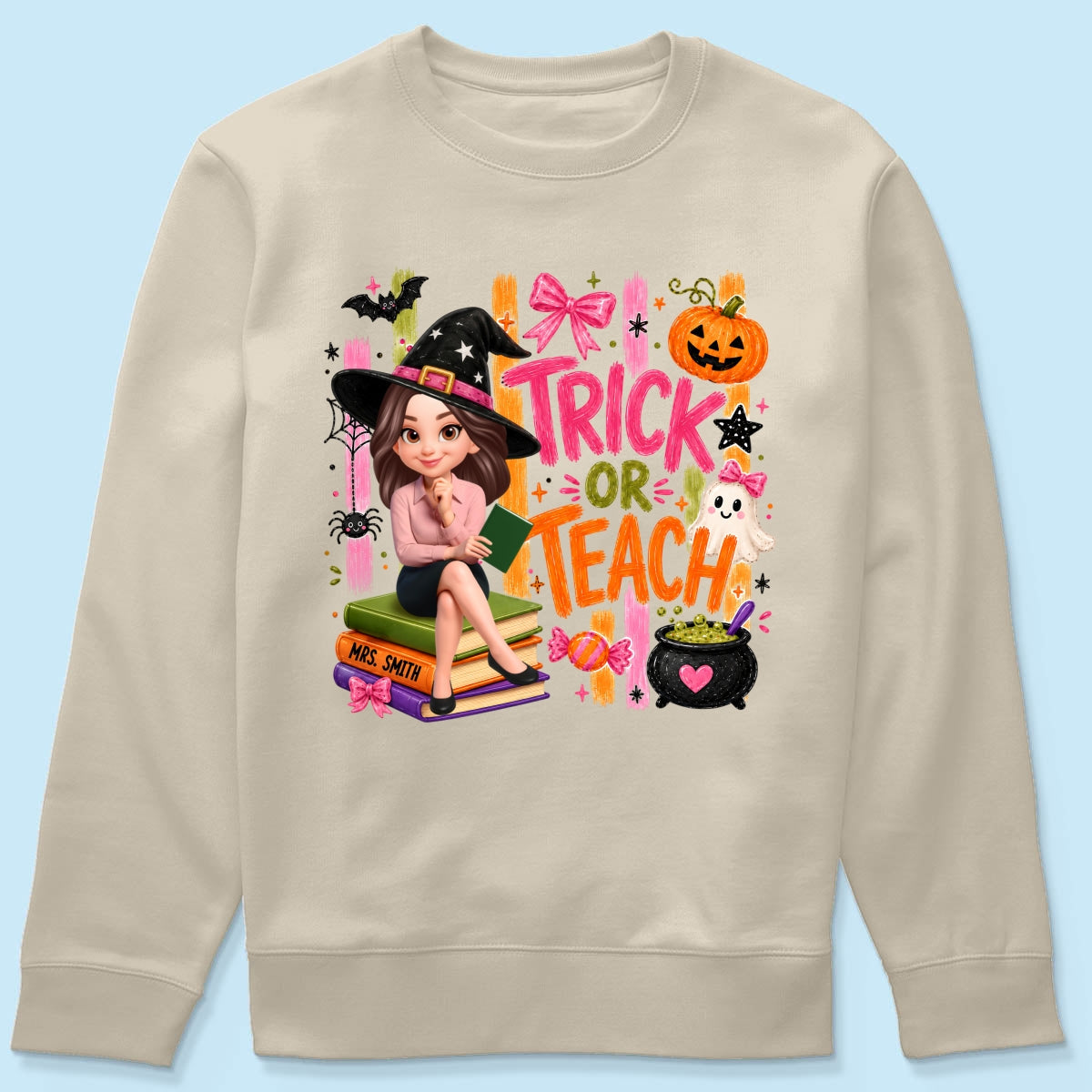 Teacher Treat or Teach - Personalized Shirt - Halloween Shirt for Teachers