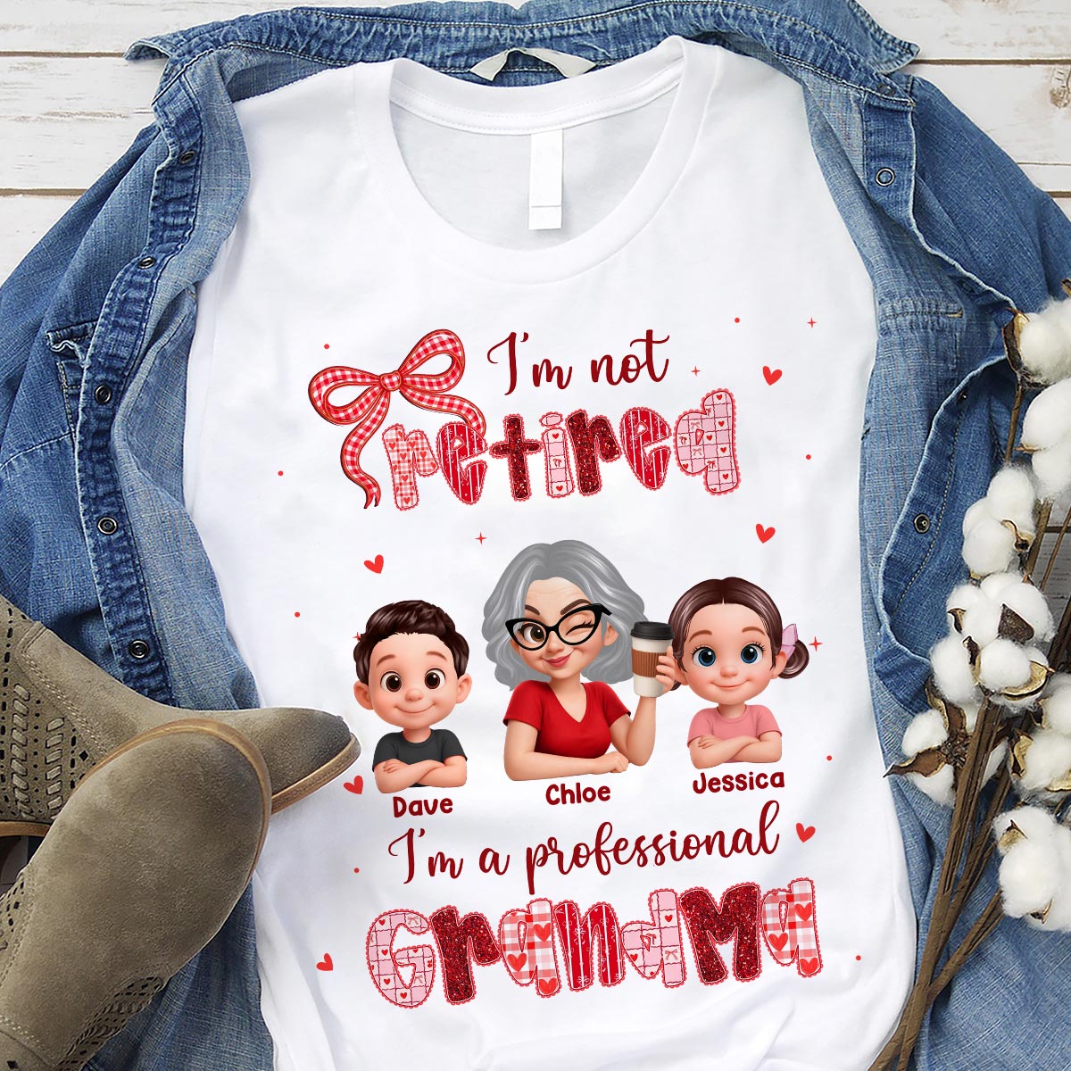 Coquette Not Retired Professional Grandma - Personalized Shirt - Gift For Grandma, Funny Shirt For Grandma