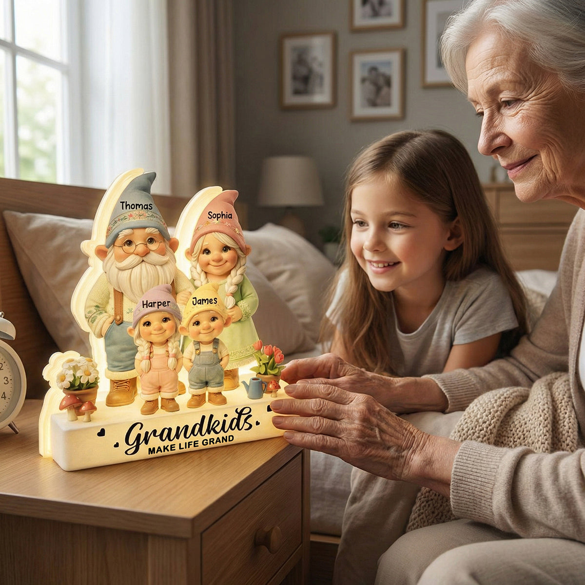 Gnome Grandma Grandpa Grandkids - Personalized Light Box - Mother's Day Gift For Grandma