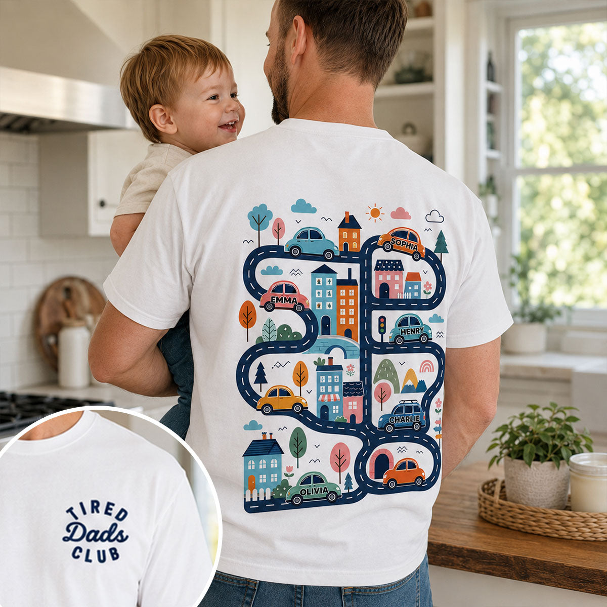 Tired Dads Club, Play Cars On Dads Back - Personalized Shirt - Funny Father's Day Gift For Dad, Husband