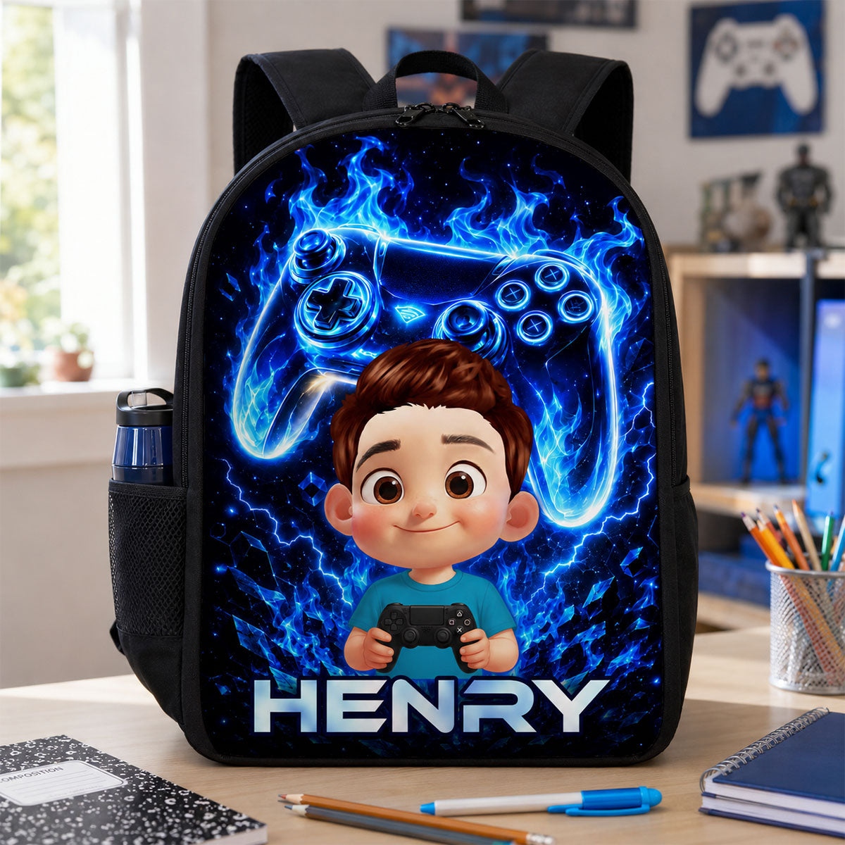 Gamer Trendy Design Backpack for Boys Girls - Personalized Backpack - Back to School Gift for Daughter, Son