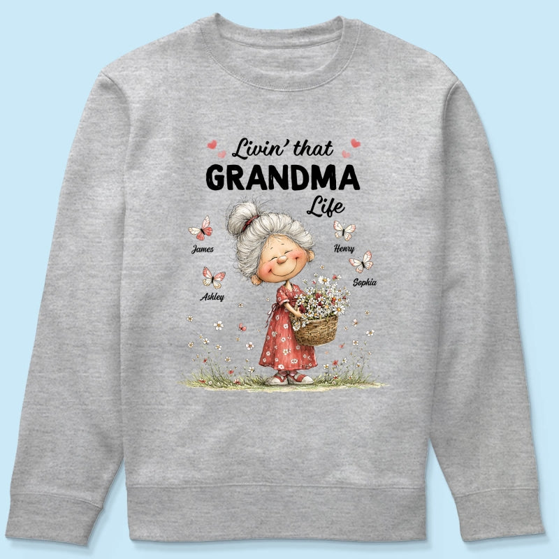 Livin' That Grandma Happy Life Whimsical Style - Personalized Shirt - Gift For Grandma, Mom
