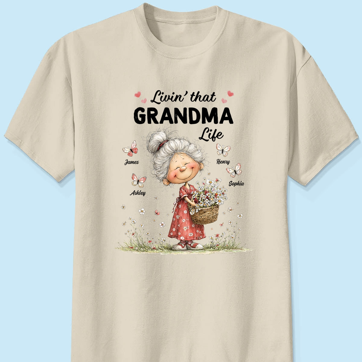 Livin' That Grandma Happy Life Whimsical Style - Personalized Shirt - Gift For Grandma, Mom