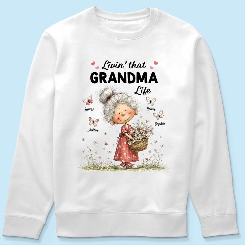 Livin' That Grandma Happy Life Whimsical Style - Personalized Shirt - Gift For Grandma, Mom