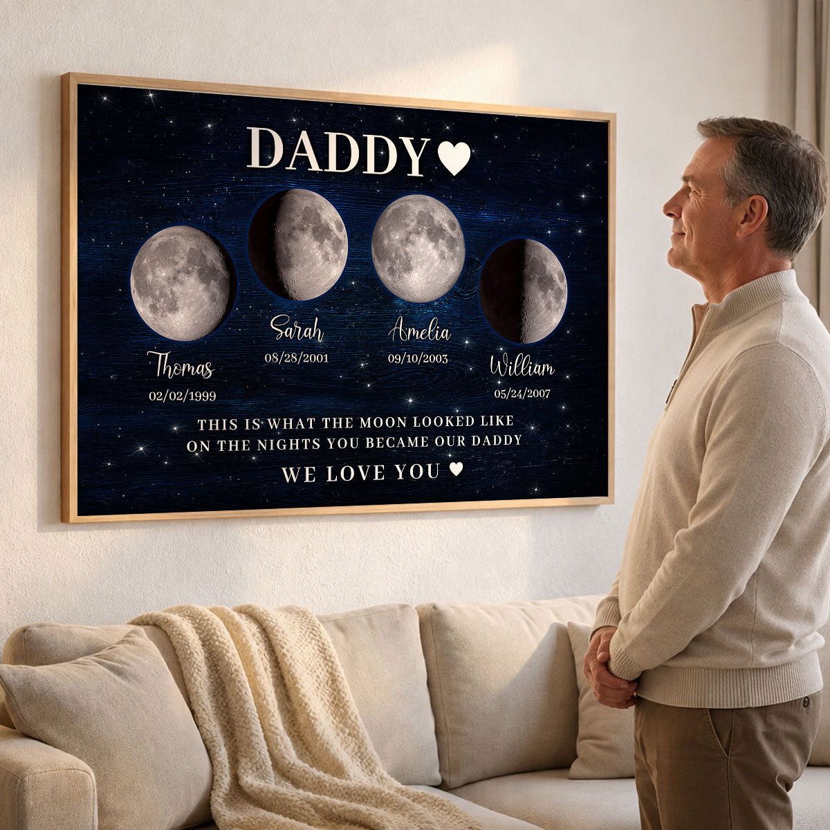 The Days You Became Our Daddy, Custom Moon Phase by Date - Personalized Poster - Father's Day Gift for Dad, Husband