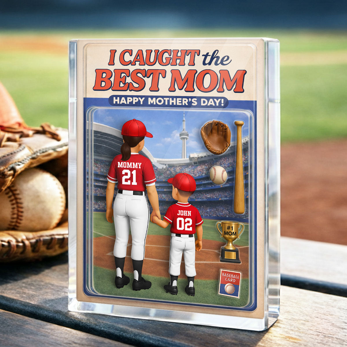 We Caught The Best Mom Action Figure - Personalized Acrylic Block Plaque - Gift For Baseball Mom, Gift For Wife