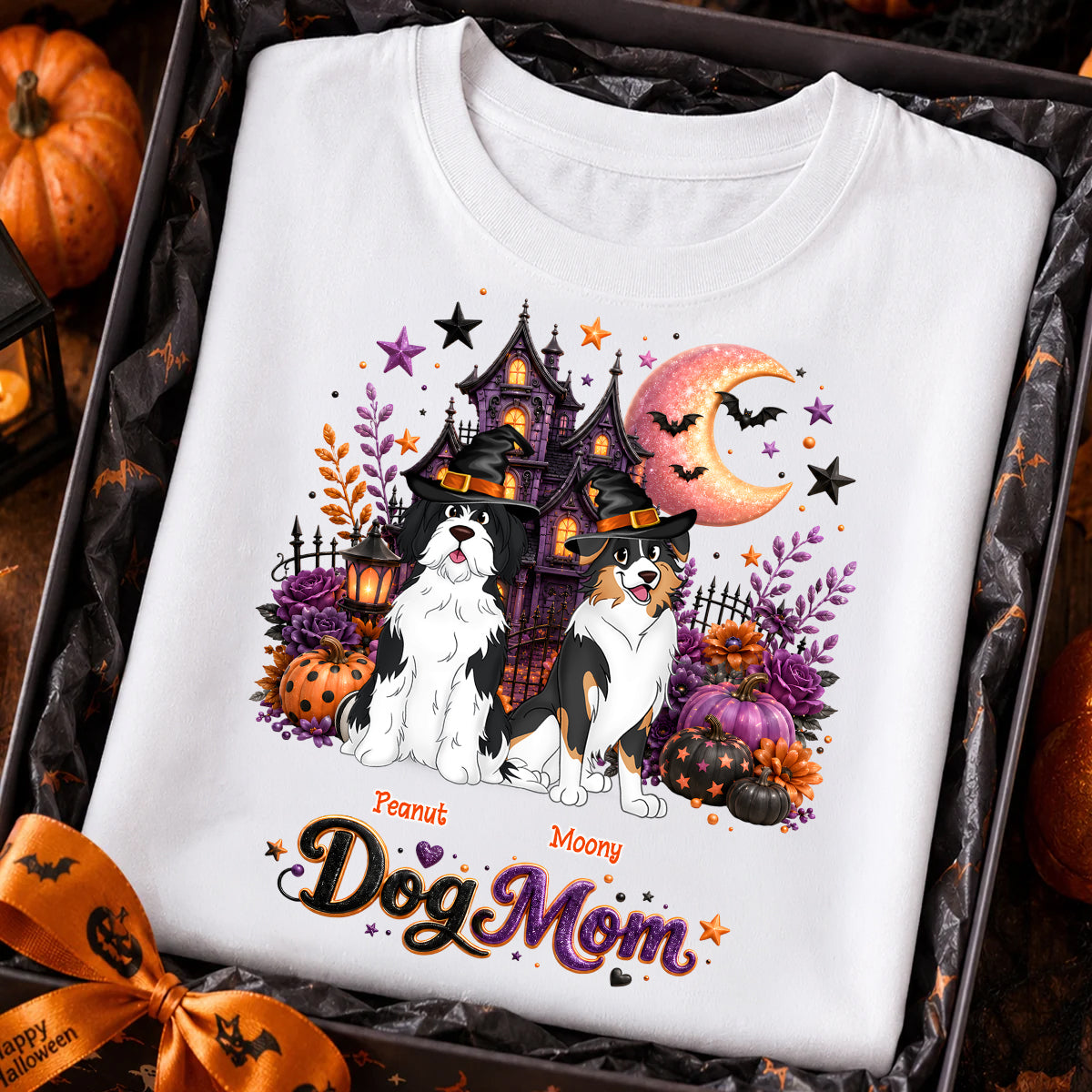Dog Mom Spooky Haunted House Halloween - Personalized Shirt - Halloween Gift, Gift For Dog Lovers