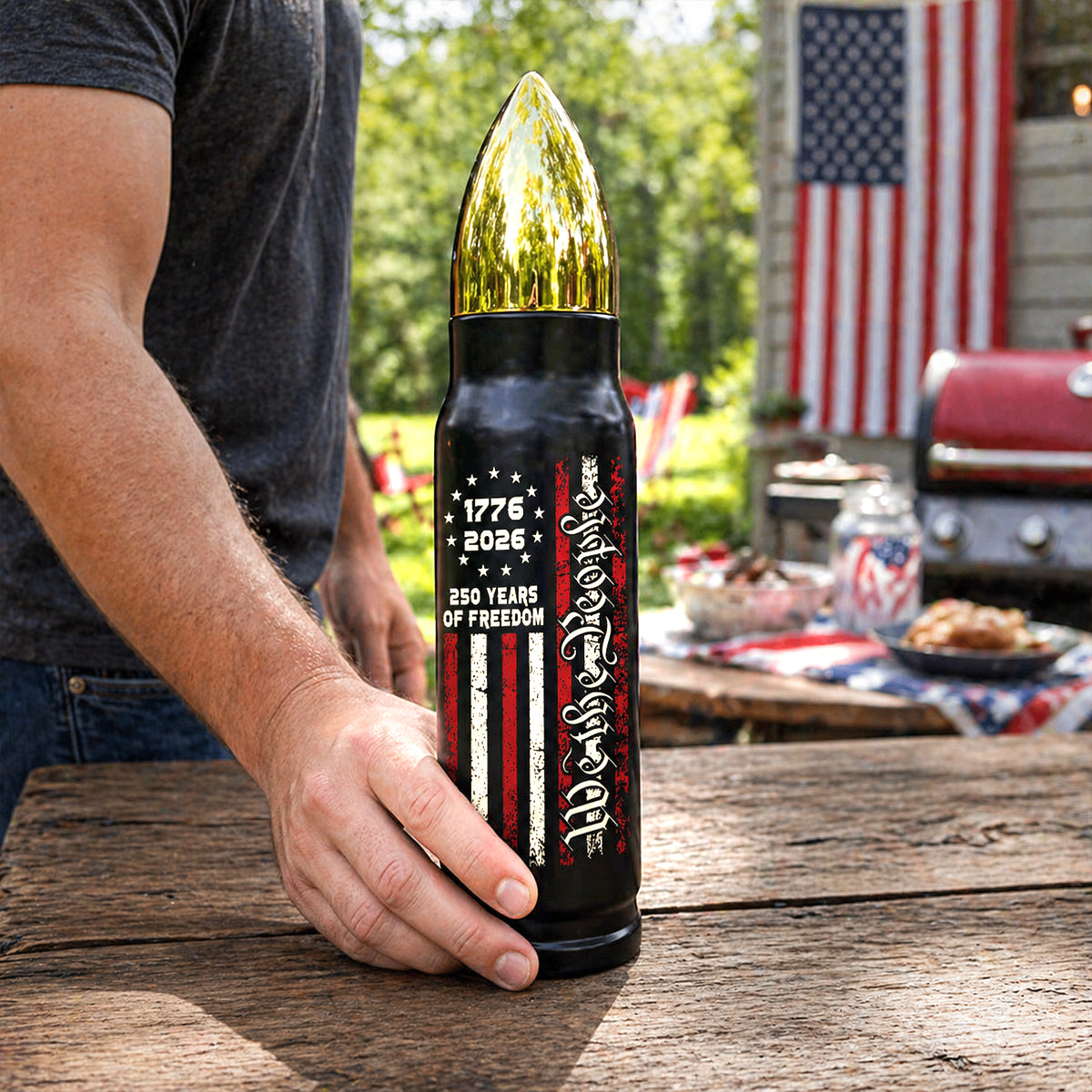 We The People Custom Name - Personalized Bullet Tumbler - United States 250th Anniversary Keepsake USA Patriotic, 4th of July Gifts